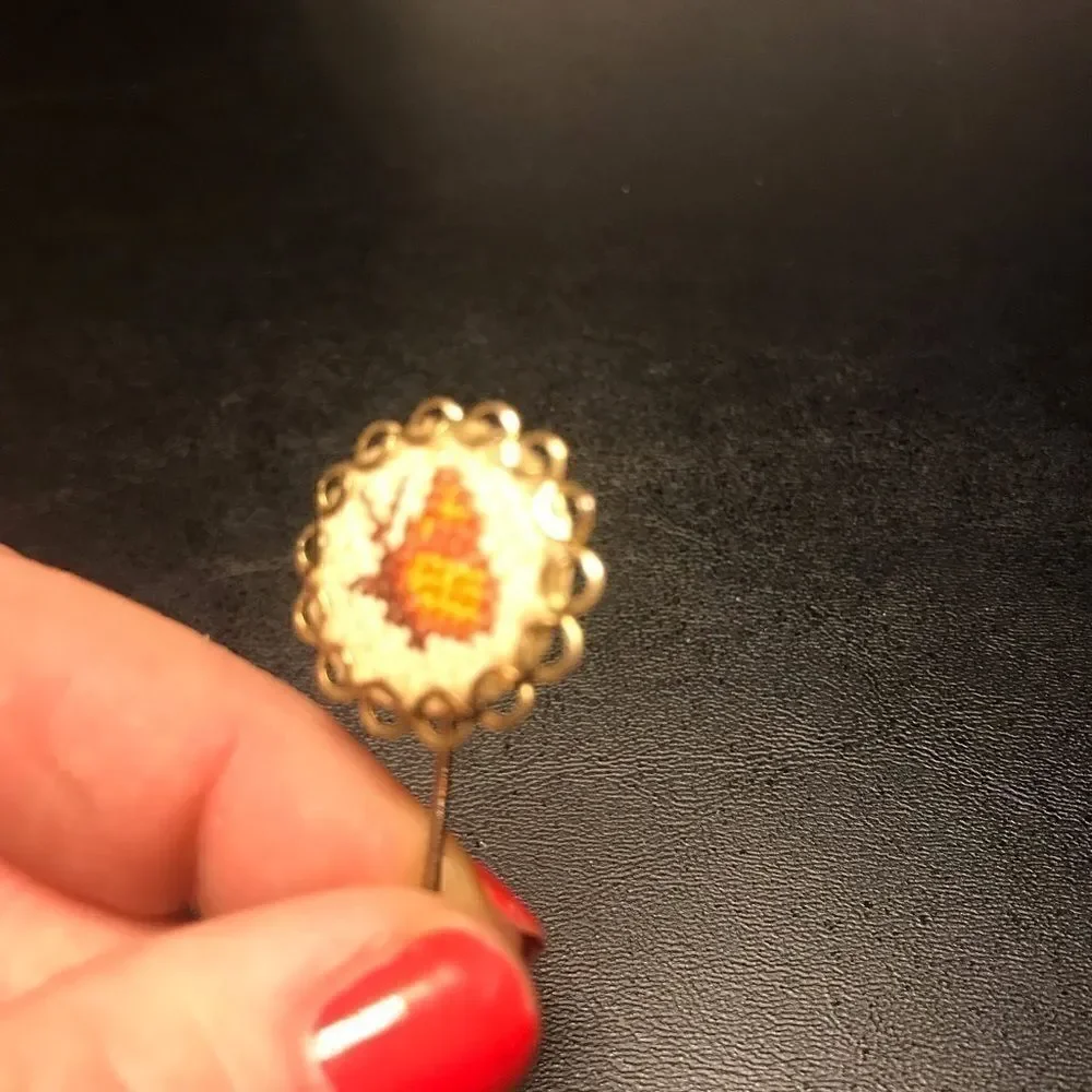 Vintage Cross stitch  Butterfly Stick Pin Brooch - Picture 3 of 8